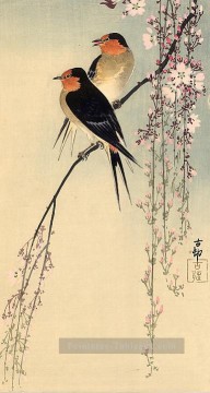 Oiseau œuvres - Hirondelles avec fleur de cerisier Ohara KOSON oiseaux